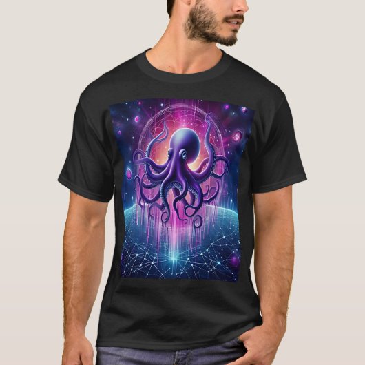 The Cosmic Octopus: Guardian of the Digital Univer Tシャツ (正面)