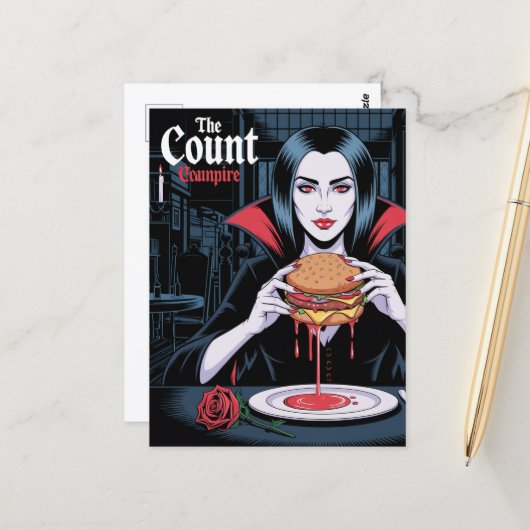 The Count Vampire With a Cheeseburger ポストカード (正面/裏面インサイチュ)