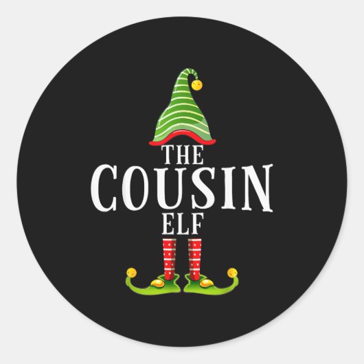 The Cousin Elf Funny Matching Pajama Xmas  ラウンドシール (正面)