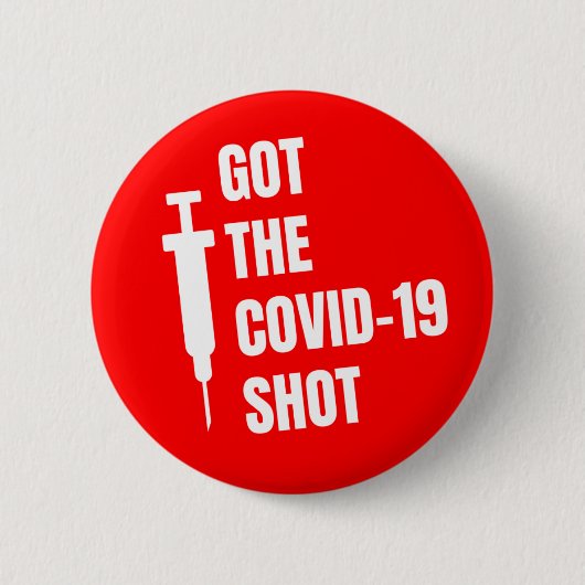 The Covid 19得 Shot Needle Silhouette Red 缶バッジ (正面)