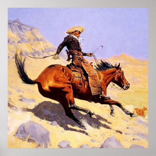 The Cowboy Western Art by Frederic Remington ポスター (正面)
