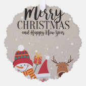 The Cozy Critters Personalized Holiday Tag オーナメントカード (正面)