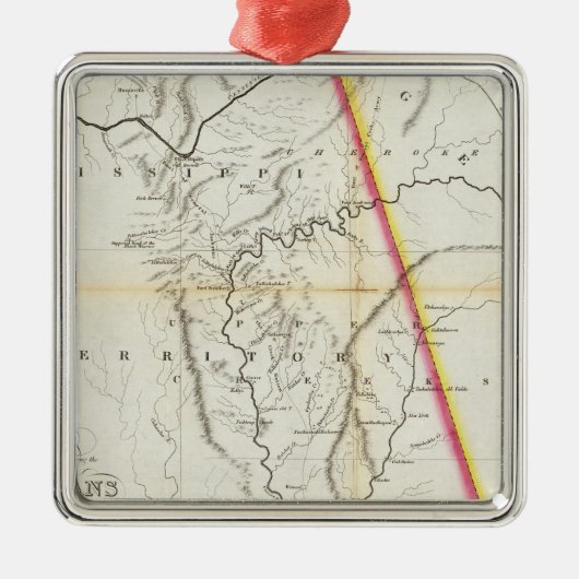 The Creekのインディアン間の戦争の座席の地図 メタルオーナメント (正面)