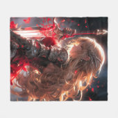 The Crimson Knight | Anime Warrior Princess Art フリースブランケット (正面(横))