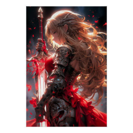 The Crimson Knight | Anime Warrior Princess Art ポスター