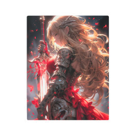 The Crimson Knight | Anime Warrior Princess Art メタルプリント