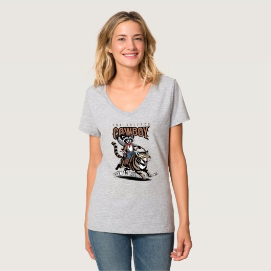 The critter cowboy (Lt. mode) | レディースVネック Tシャツ (正面フル)
