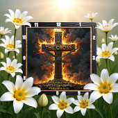 The Cross Fiery Time Philippians 4:13 Verse スクエア壁時計