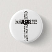 The Cross of Jesus Christ Word Cloud 缶バッジ (正面)