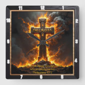 The Cross Storm Cloud Philippians 4:13 Verse スクエア壁時計 (正面)
