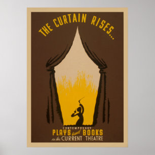 The Curtain Rises Theater 1942 WPA Vintageポスター ポスター