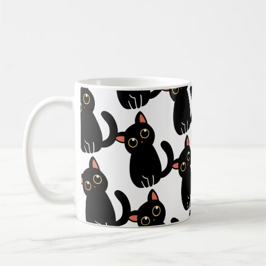 The Cutest Black Cat Mug Gift For Cat Lovers コーヒーマグカップ (左)