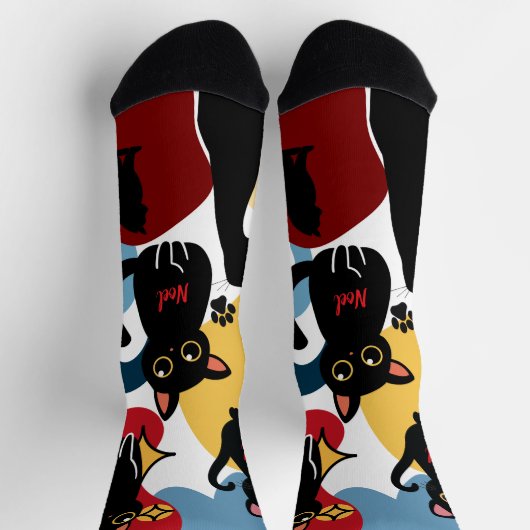 The Cutest Black Cat Socks - Black Cat Gift  ソックス (上部)