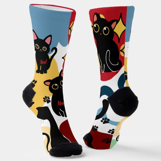The Cutest Black Cat Socks - Black Cat Gift  ソックス (傾斜あり)