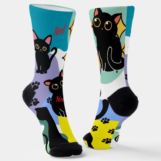 The Cutest Black Cat Socks - Black Cat Gift  ソックス (傾斜あり)