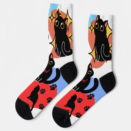 The Cutest Black Cat Socks - Black Cat Gift  ソックス (左)