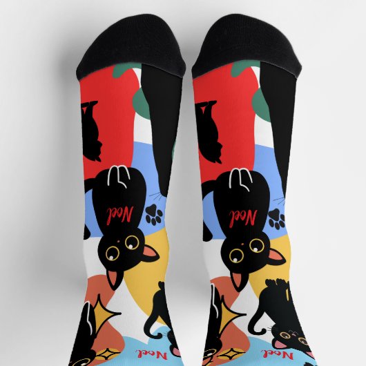 The Cutest Black Cat Socks - Black Cat Gift  ソックス (上部)