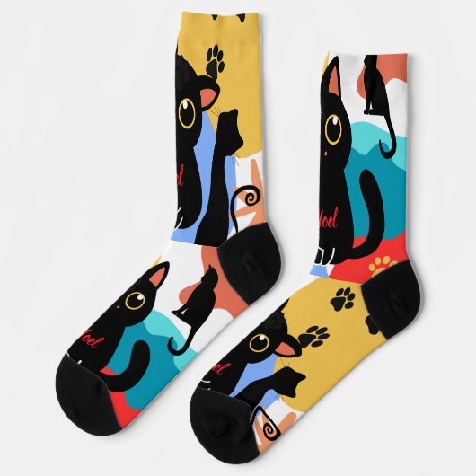 The Cutest Black Cat Socks - Black Cat Gift ソックス (左)
