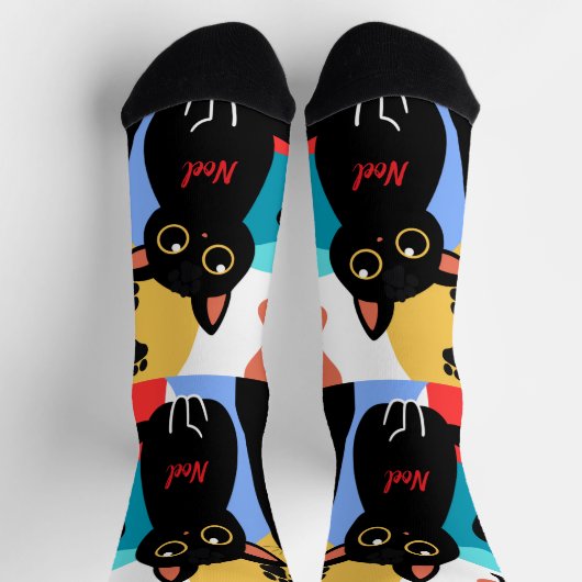 The Cutest Black Cat Socks - Black Cat Gift ソックス (上部)