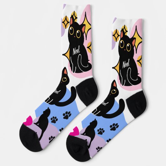 The Cutest Black Cat Socks - Black Cat Gift ソックス (左)
