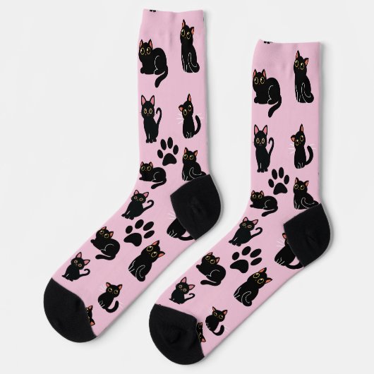 The Cutest Black Cat Socks Gift for Cat Lovers ソックス (左)
