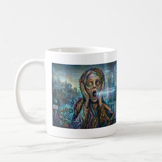 "The Cybernetic Scream" - Biomechanical Art Mug コーヒーマグカップ (左)