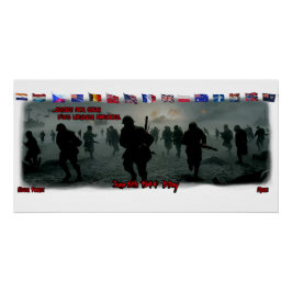 The D Day on June 6th 1944 on a White Paper ポスター