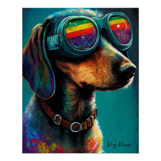 The Dachshund Dog With Sunglasses - Composition005 ポスター (正面)