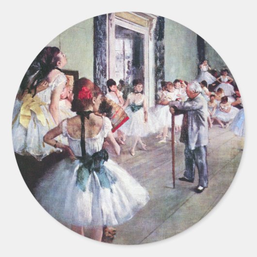The Dance Class by Edgar Degas,ヴィンテージ・バレエ・アート ラウンドシール (正面)