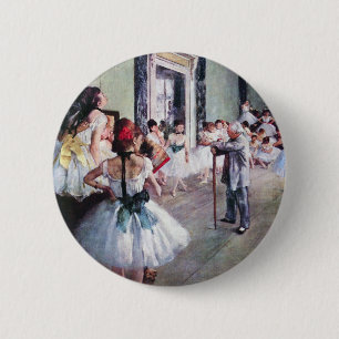 The Dance Class by Edgar Degas, Vintage Ballet Art 缶バッジ