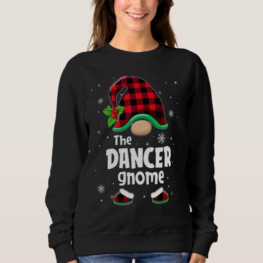 The Dancer Gnome Buffalo Plaid Christmas Matching  スウェットシャツ (正面)