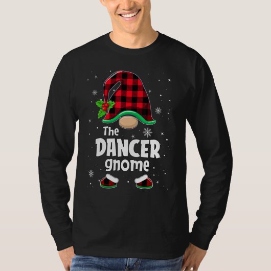 The Dancer Gnome Buffalo Plaid Christmas Matching  Tシャツ (正面)