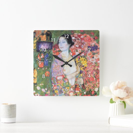The Dancer, Gustav Klimt スクエア壁時計 (ホーム)