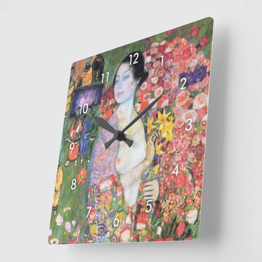 The Dancer, Gustav Klimt スクエア壁時計 (傾斜)
