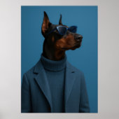 The Dapper Doberman - Cool Dog in Blue Suit ポスター (正面)