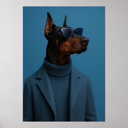 The Dapper Doberman - Cool Dog in Blue Suit ポスター (正面)