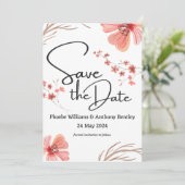THE DATE 救結婚 – ピンク色の花を編集可能文字 セーブザデート (スタンド正面)