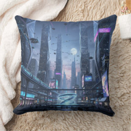 The Dawn of Tech-City Throw Pillow クッション