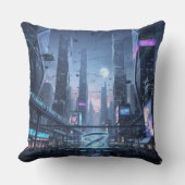 The Dawn of Tech-City Throw Pillow クッション (正面)
