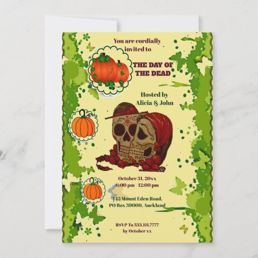 The Day of the Dead Couples Halloween Spooky Party 招待状 (正面)