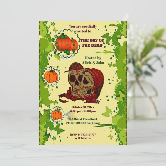 The Day of the Dead Couples Halloween Spooky Party 招待状 (スタンド正面)