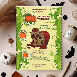 The Day of the Dead Couples Halloween Spooky Party 招待状