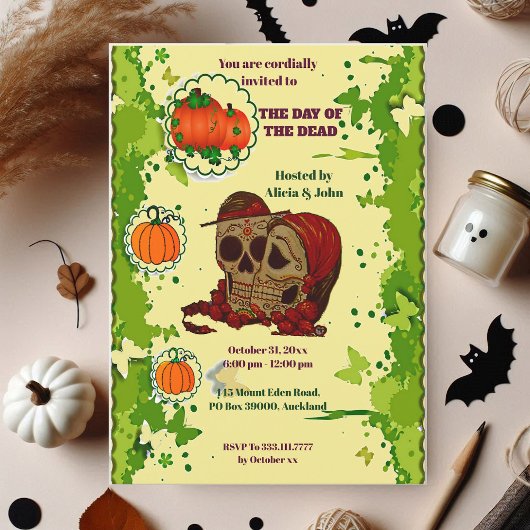 The Day of the Dead Couples Halloween Spooky Party 招待状