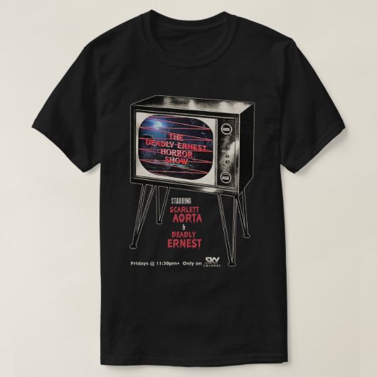 The Deadal Ernest Holal Show 80s UK Fright Night Tシャツ (デザイン正面)