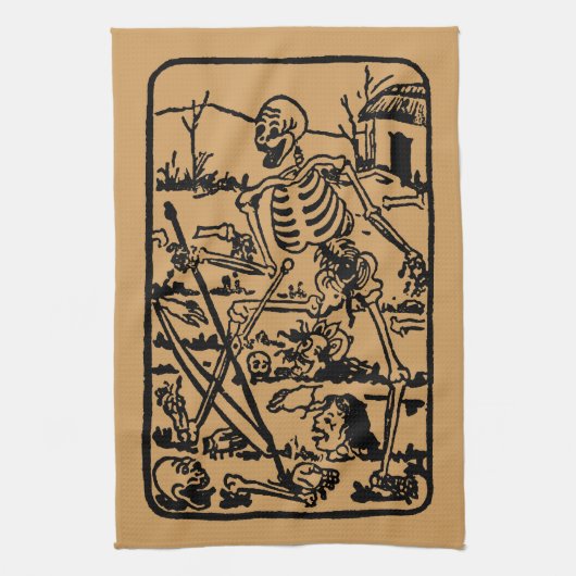 The Death - Old Indian / Asian Tarot Card キッチンタオル (縦)