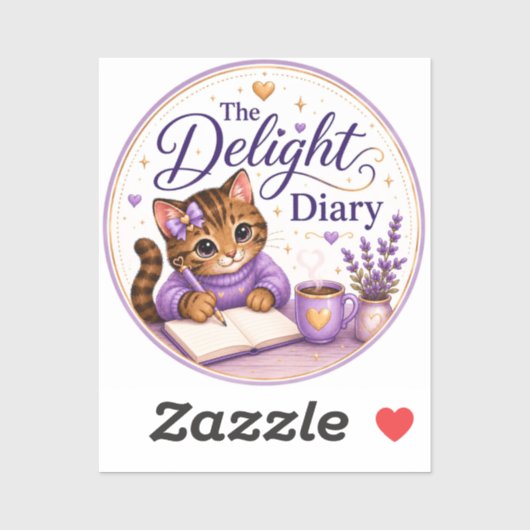 The Delight Diary かわいい猫 パープル ゴールド シール (シート)