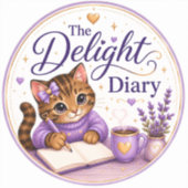 The Delight Diary かわいい猫 パープル ゴールド シール (正面)