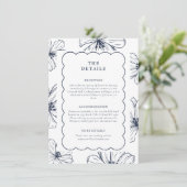 The Details | Blue Lined Floral Pattern Wedding エンクロージャーカード (スタンド正面)