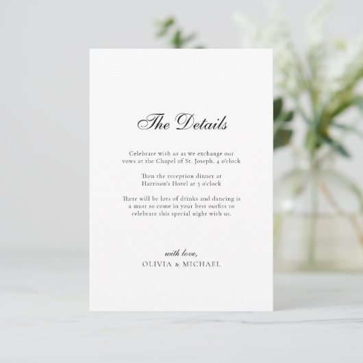 The Details Script Minimalist Wedding エンクロージャーカード (スタンド正面)