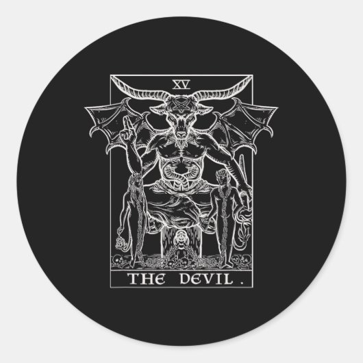 The Devil Tarot Card Phomet Gothic Halloween Satan ラウンドシール (正面)